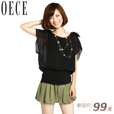 OECE2012夏装韩版女装蝙蝠袖短袖雪纺衫T恤雪纺上衣加短裤 只需129.00元