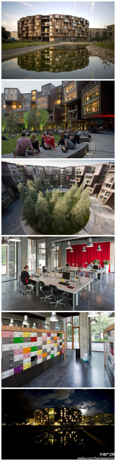 #B162#世界上最酷的大学生宿舍——Tietgenkollegiet，哥本哈根大学国际交换生宿舍，7层楼360个房间，设计灵感来自中国土楼。