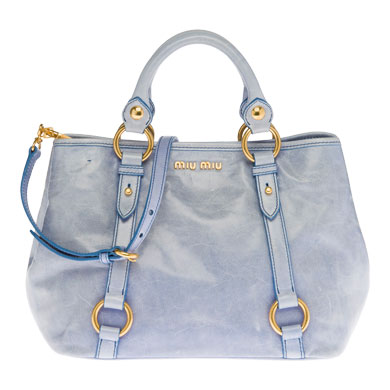 miu miu Shiny calf leather open top-handle bag