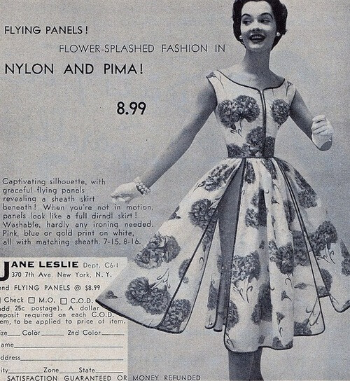 A Jane Leslie dress with flying panels, 1950s.