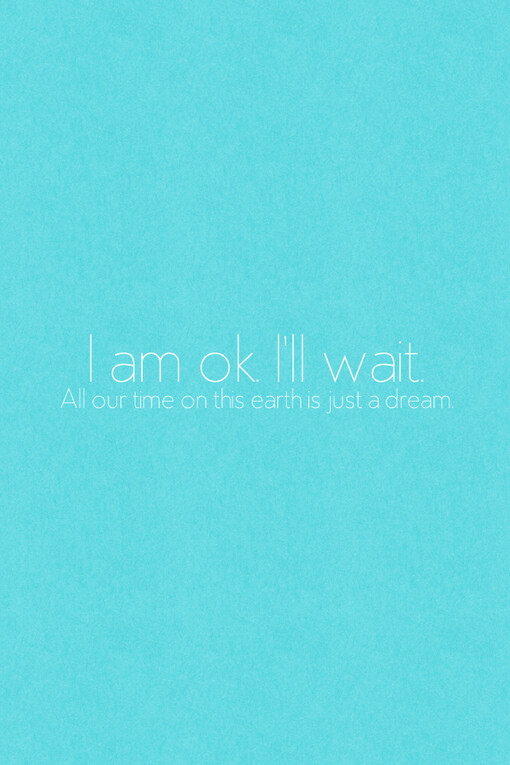 all our time on this earth is just on dream. i am ok. i'll wait.