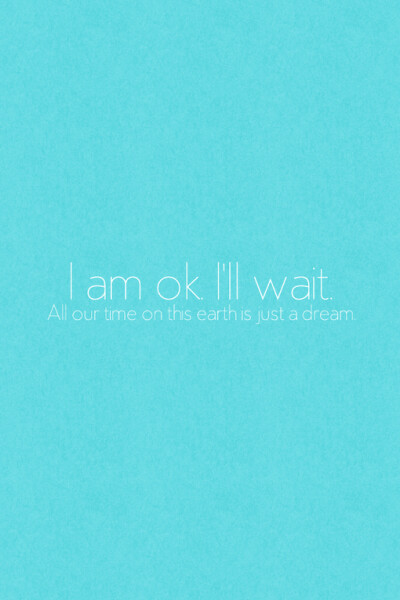 all our time on this earth is just on dream. i am ok. i'll wait.