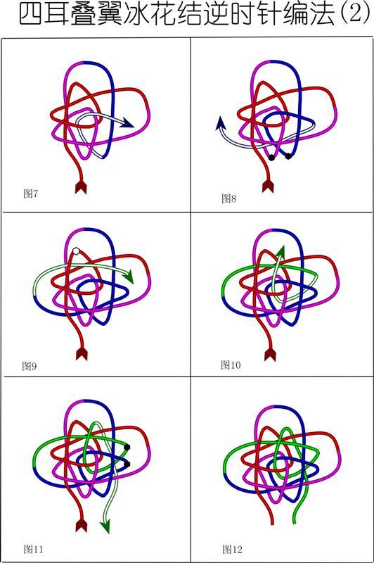 四耳叠翼冰花结逆时针编法