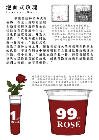 泡面式玫瑰 在泡面式玫瑰桶里有两个塑料包，一个是种子包，一个是营养土包，使用方法为，先将营养土倒入桶内，然后注入水，搅拌后等待三分钟放入种子，盖上盖子在常温下摆放十二个小时即可获得一朵美丽的玫瑰。 现在…