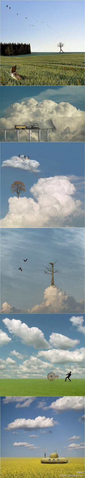 立陶宛艺术家Ceslovas Cesnakevicius的插画~这天空和云朵真是真的不像话了！