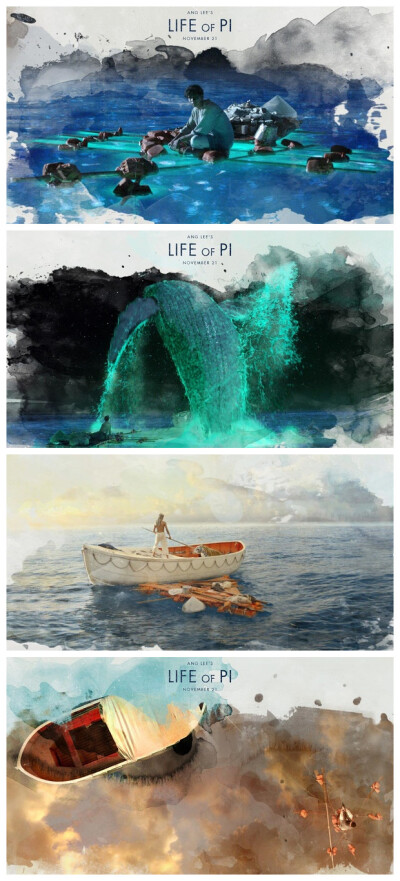 李安新作：《少年PI的奇幻漂流》（Life of Pi）日本货轮失事，帕特尔被两名水手当做诱饵扔到救生艇中去喂鬣狗，他侥幸落在救生艇的舱盖布上得以生存，于是，他开始了在海上漂泊227天的历程……预告片：http://t.cn/z…