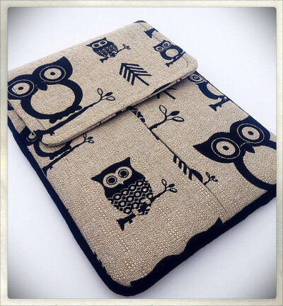 iPad Tablet Case With Front Expandable Pocket OWL Print Fits all generations of the iPad