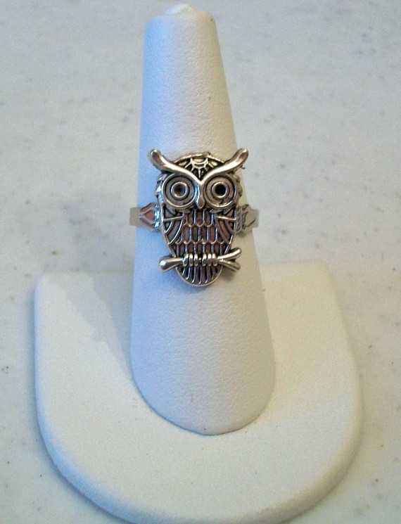 So Cute Small Silver Owl Ring