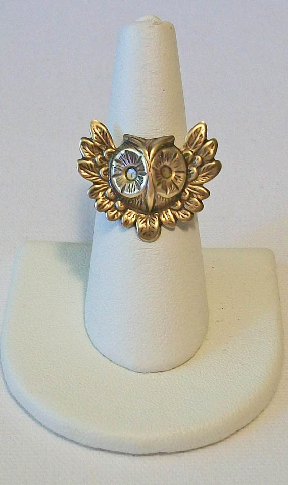 Pretty Brass Owl with Wings Fashion Ring