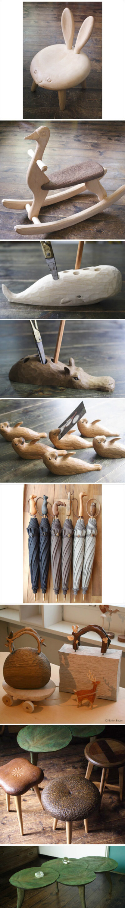 日本艺术家若野忍的木艺作品，很有爱！