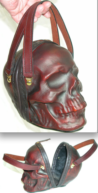 Leather Skull Purse Clutch