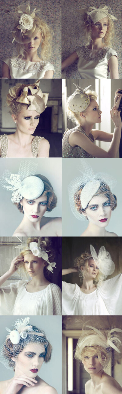 小帽子，大网，羽毛，精致的新娘头饰，优雅的英伦风~~@婚纱杂志
