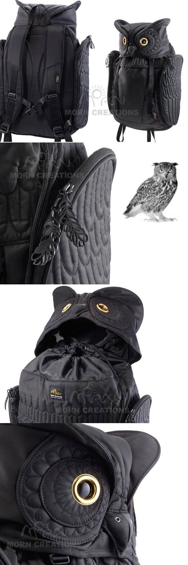 【产品设计/创意】The Owls猫头鹰造型背包，来自香港原创设计品牌@MornCreations（日出意念有限公司），他们之前曾推出著名的鲨鱼背包