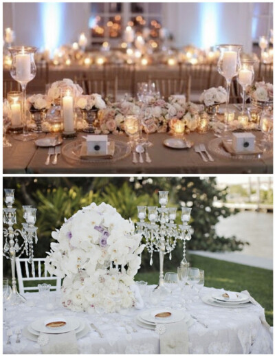 婚礼布置-蜡烛和水晶，晶莹与温馨