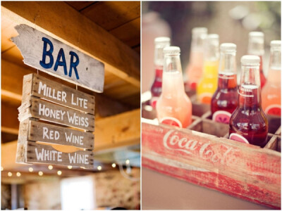 rustic limited bar sign, Izze sparkling juice drinks served in vintage rustic coca cola crate