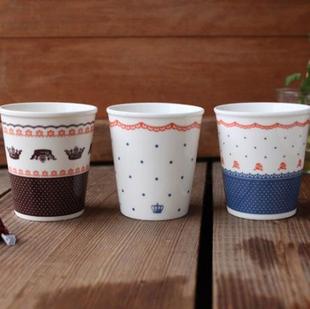 仿纸杯系列-碎花圆点果汁杯 zakka原创。水玉点点的“纸杯”，可爱死了