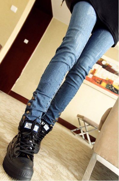 2012韩版女装热卖经典纽扣装饰超显瘦修身高质量 小脚牛仔裤R30