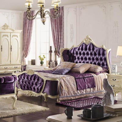 紫色玫瑰，宫廷奢华，法式古典床，满满的玫瑰雕花，好浪漫啊~