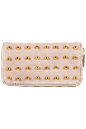 Stud Zip Around Suede Purse