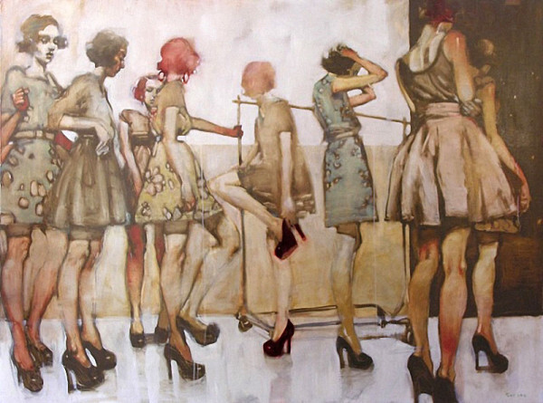 窈窕淑女，君子好逑，求之不得，辗转反侧。美国Michael Carson油画 风格复古古怪。