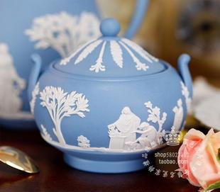 英国制Wedgwood 水蓝碧玉浮雕希腊神话1954年