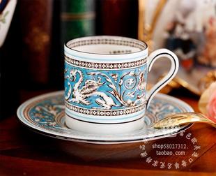 英国制 wedgwood 佛罗伦斯 全手绘土耳其碧藍限量咖啡杯碟組-