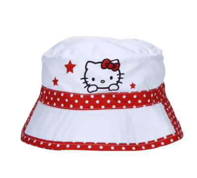 Hello Kitty/凯蒂猫儿童渔夫 红白相间 帽 渔夫帽