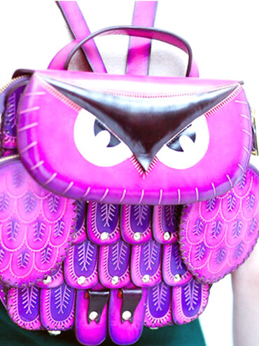 Yang Du - Miss Owl Leather Handbag - Purple