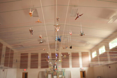 yarn ceiling with cranes