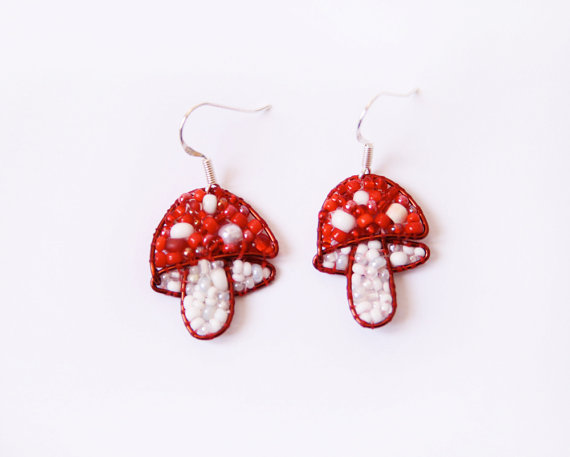 Little Toadstool Beaded Earrings