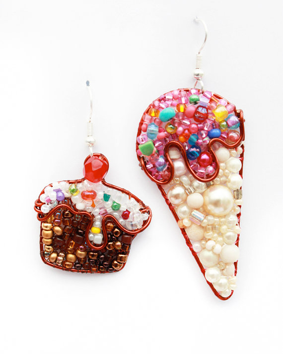 MADE TO ORDER: Ice Cream and Cake Beaded Earrings