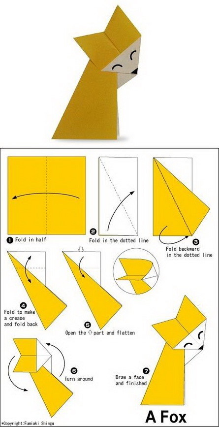 简单易学的日系卡通动物折纸