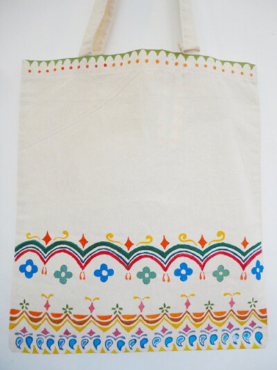 原创手绘 私家订制 棉麻袋 环保袋 民族风几何花纹