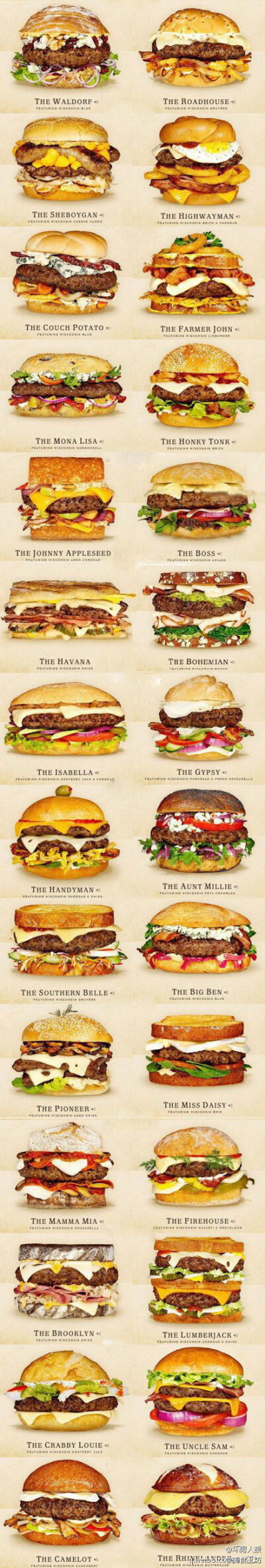 据说史上最全的汉堡菜单
