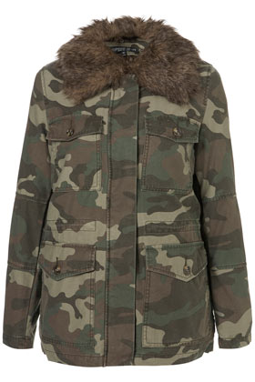 Petite Camo Fur-lined Jacket