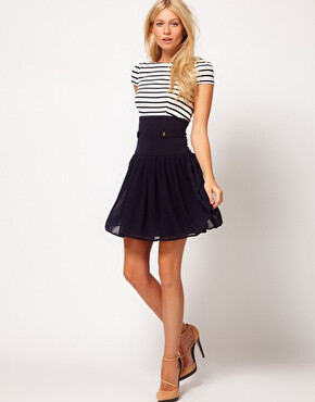 image 4 of asos skater dress with stripe top and chiffon skirt