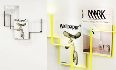 来自Frederik Roijé的设计Guidelines杂志架。给人眼前一亮的感觉。简单且不缺乏时尚感。里外两条折线的交汇，形成的空间便可以放些杂志书刊。