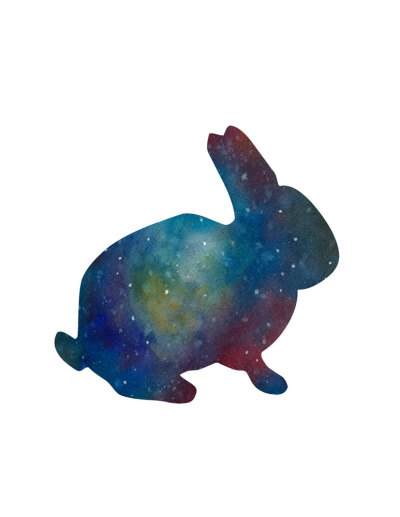 Galaxy Rabbit Watercolor PRINT - Deep Space, Stars, Rabbit Silhouette, Open Edition Print.jpg