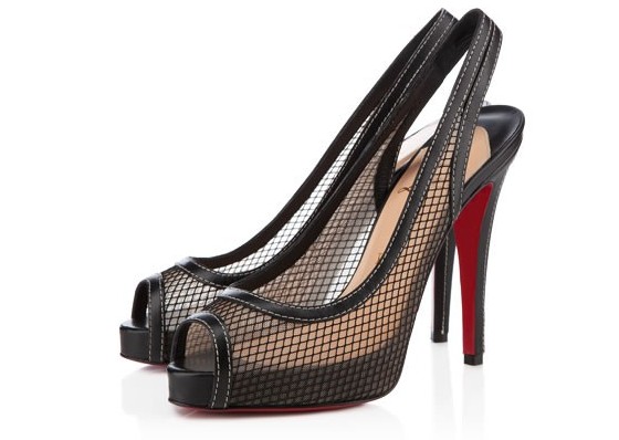 Christian Louboutin [Canne A Peche] Black Fishnet Heel Height: 120mm