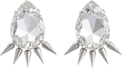 Fallon Crystal Oversized Teardrop with Silver Spike Earrings