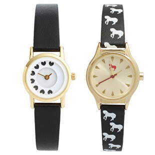 asos正品窄版細錶帶復古vintage小馬愛心人造皮圓形手錶