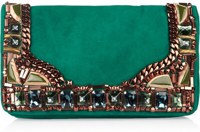 Matthew Williamson Embellished suede clutch