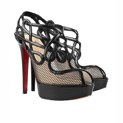 Christian Louboutin [Brandaplato] Leather And Mesh Sandals Heel Height: 140mm