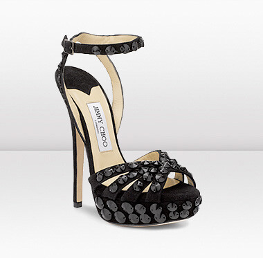 Jimmy Choo Jade Black Jewelled Suede Platform Sandals