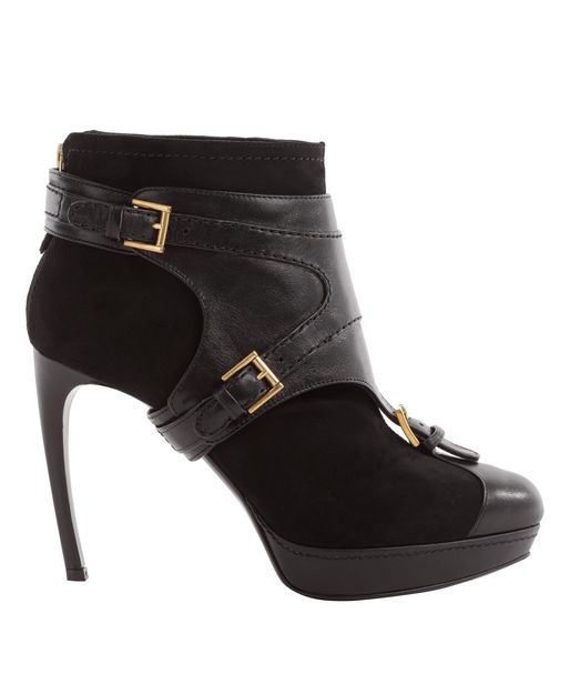 Alexander McQueen Black Stirrup Buckle Boot Heel Height: 105mm