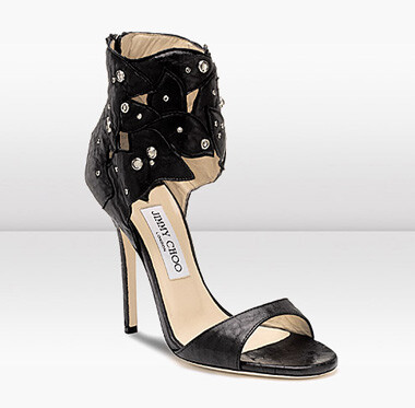 Jimmy Choo Grainy Black Leather SandalS