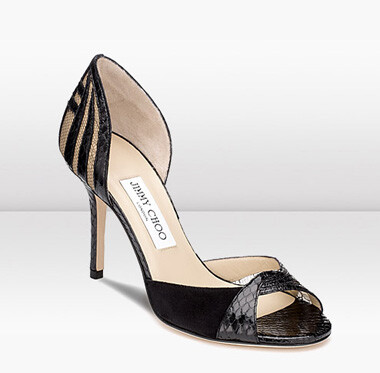 Jimmy Choo Glossy Black Elaphe Snake SandalS