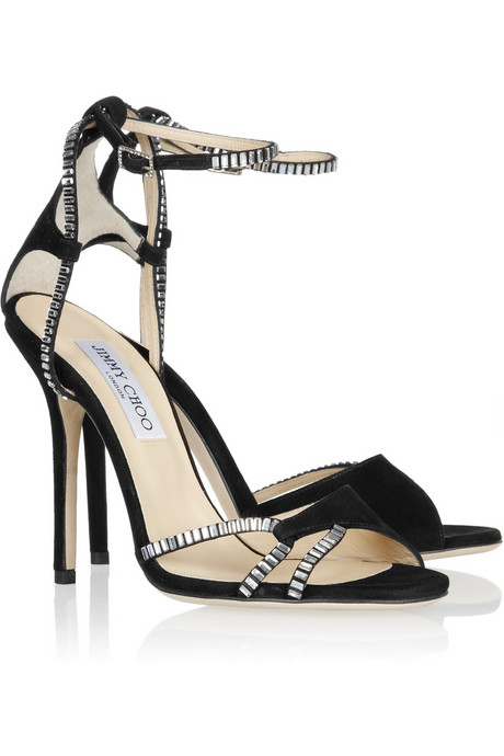 Jimmy Choo Morgan crystal-embellished suede sandals Heel Height:115mm