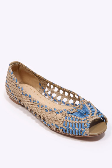 Kmichi Blue Woven Peep Toe Shoes