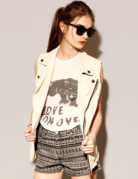 BEIGE LEATHER VEST–$164.00